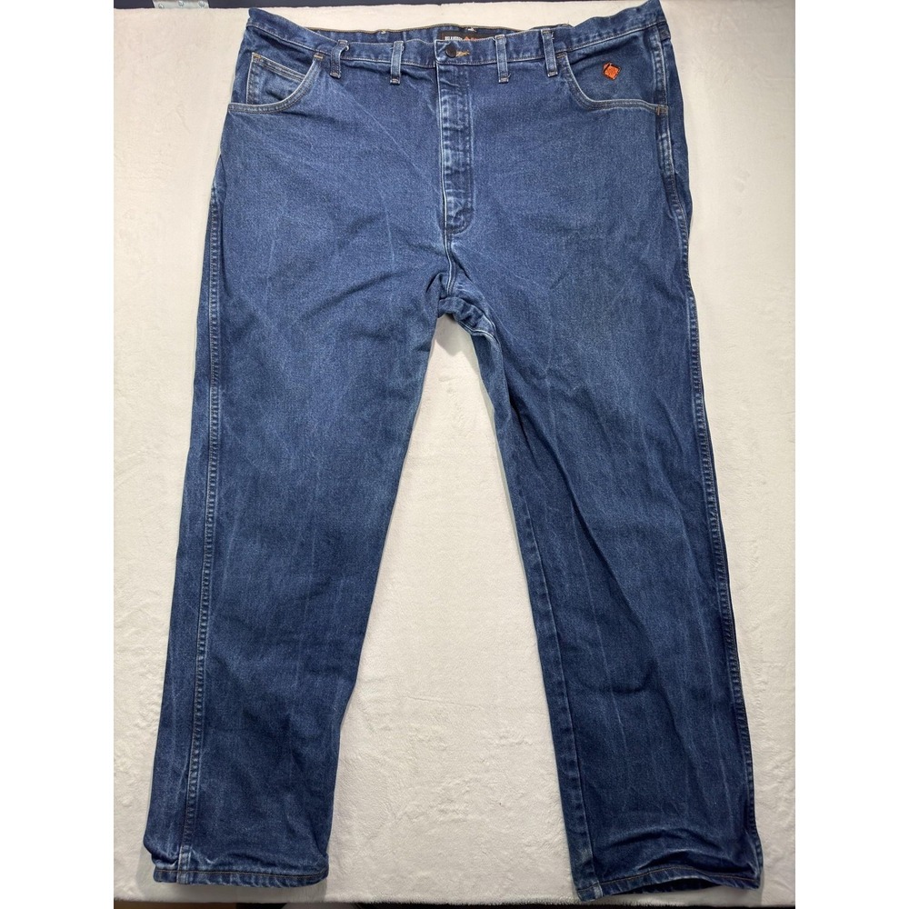 Wrangler FR Jeans Mens 42x32 Blue Denim Relaxed Fit Straight Leg Flame Resistant